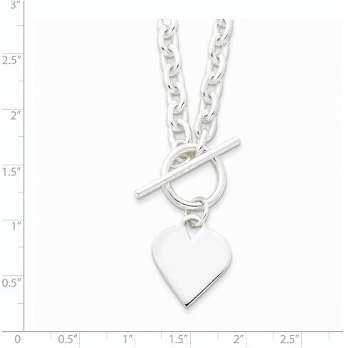 925 Sterling Silver Engraveable Heart Toggle Chain Necklace 18" in Saudi Arabia