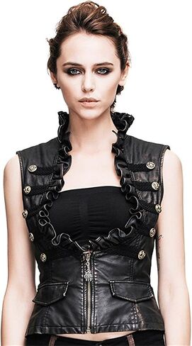 Katoot@ Steampunk Gothic Punk Slim fit Sleeveless Vest Leather Female Jacket Coat in Saudi Arabia