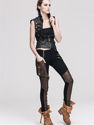 Katoot@ Steampunk Gothic Punk Slim fit Sleeveless Vest Leather Female Jacket Coat in Saudi Arabia
