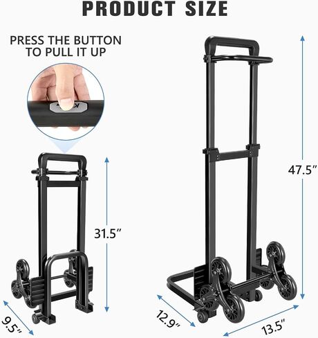 KEDSUM Labor-Saving Folding Hand Truck with Training Wheels, 360 LBS Heavy Duty Dolly Cart with 4 Wheels & Pedal Rod, Thickened Iron Pipe Foldable Dolly for Moving, Furniture, Warehouse Use in Kuwait