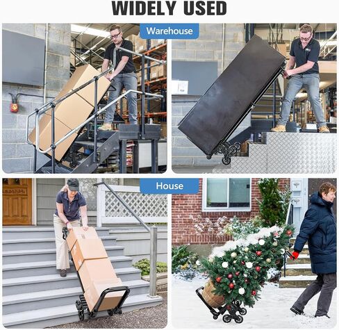 KEDSUM Labor-Saving Folding Hand Truck with Training Wheels, 360 LBS Heavy Duty Dolly Cart with 4 Wheels & Pedal Rod, Thickened Iron Pipe Foldable Dolly for Moving, Furniture, Warehouse Use in Kuwait