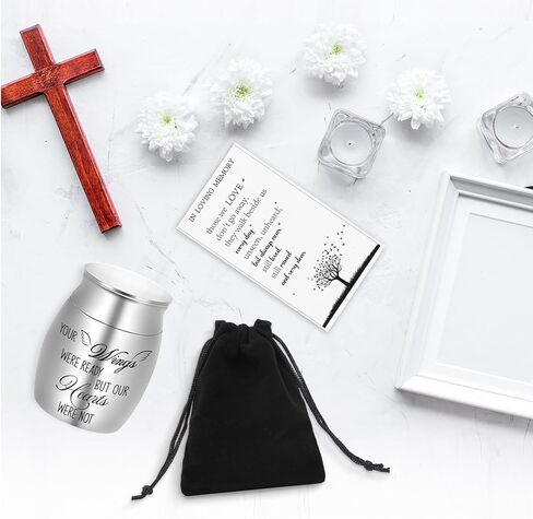 6 Set Small Urn Ash with Memorial Cards Velvet Bag Tree of Life Cremation Urns 1.57 Inch Funeral Ashes Human Ashes Keepsake Stainless Steel Memorial Ashes Holder -Forever in My Heart in Kuwait