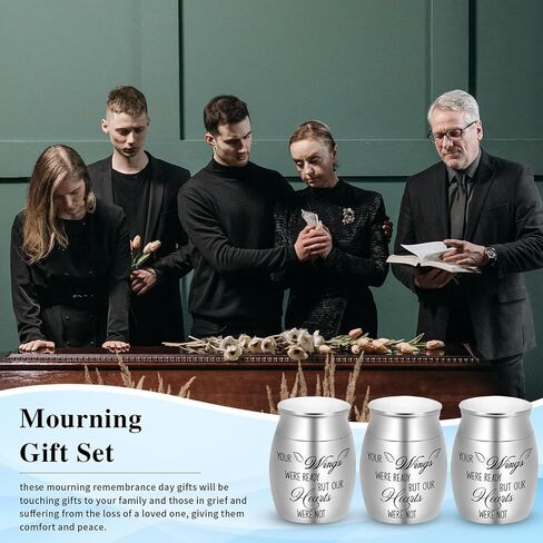 6 Set Small Urn Ash with Memorial Cards Velvet Bag Tree of Life Cremation Urns 1.57 Inch Funeral Ashes Human Ashes Keepsake Stainless Steel Memorial Ashes Holder -Forever in My Heart in Kuwait