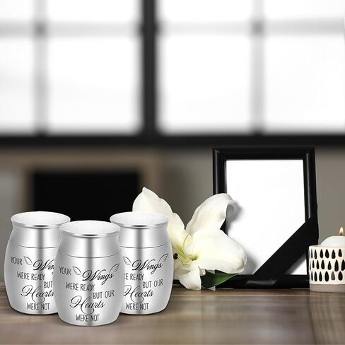 6 Set Small Urn Ash with Memorial Cards Velvet Bag Tree of Life Cremation Urns 1.57 Inch Funeral Ashes Human Ashes Keepsake Stainless Steel Memorial Ashes Holder -Forever in My Heart in Kuwait