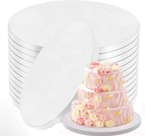12 Inch Cake Drums 12 Pack, 1/2 Inch Thick Round Cake Boards, Bend Resistant & Sturdy White Cake Base for Multi Layer Cakes, Base Para Pastel in Kuwait