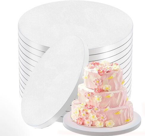 12 Inch Cake Drums 12 Pack, 1/2 Inch Thick Round Cake Boards, Bend Resistant & Sturdy White Cake Base for Multi Layer Cakes, Base Para Pastel in Kuwait