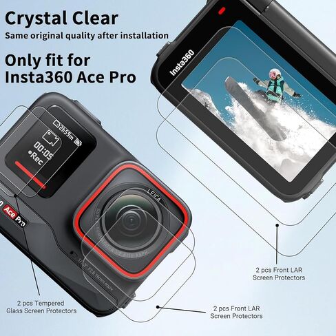 JJC 2 واقي شاشة للعدسات متوافق مع كاميرا Insta360 Ace Pro، 6 قطع من الزجاج المقسى Insta 360 Ace Pro واقي شاشة، 0.3 مم صلابة 9H 2.5D مضادة للخدش ومضادة للفقاعات in Saudi Arabia