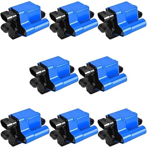 ENA مجموعة من 8 Blue Square Ignition Coil Pack متوافق مع Cadillac GMC Chevrolet Hummer Savana 1500 2500 3500 Silverado Escalade Express SSR Tahoe Yukon H2 V8 استبدال UF271 D581 125586933 in Saudi Arabia
