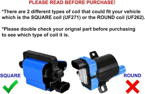 ENA مجموعة من 8 Blue Square Ignition Coil Pack متوافق مع Cadillac GMC Chevrolet Hummer Savana 1500 2500 3500 Silverado Escalade Express SSR Tahoe Yukon H2 V8 استبدال UF271 D581 125586933 in Saudi Arabia