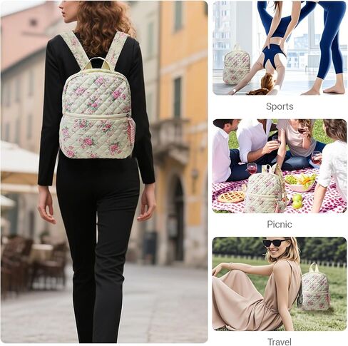 2pcs/ مجموعة محفظة حقيبة الظهر القطنية الصغيرة المبطنة للسيدات ، حقائب الكتف متعددة الجيبات للاستخدام اليومي ، السفر (383/ lightblue) in Kuwait