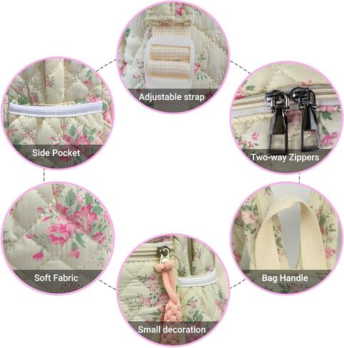 2pcs/ مجموعة محفظة حقيبة الظهر القطنية الصغيرة المبطنة للسيدات ، حقائب الكتف متعددة الجيبات للاستخدام اليومي ، السفر (383/ lightblue) in Kuwait