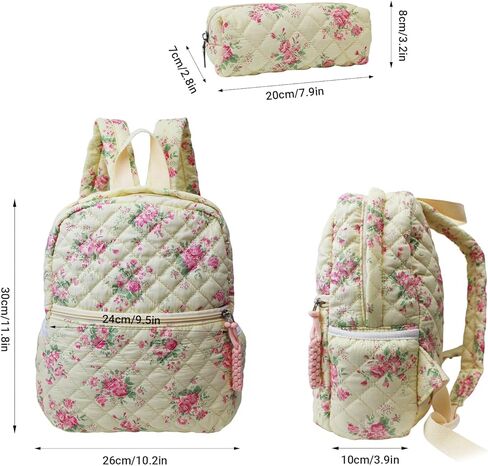 2pcs/ مجموعة محفظة حقيبة الظهر القطنية الصغيرة المبطنة للسيدات ، حقائب الكتف متعددة الجيبات للاستخدام اليومي ، السفر (383/ lightblue) in Kuwait