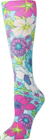 Celeste Stein Moderate Compression Knee High Stockings Wide Calf - Bouquet on Periwinkle in Saudi Arabia