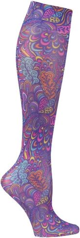 Celeste Stein Moderate Compression Knee High Stockings Wide Calf - Bouquet on Periwinkle in Saudi Arabia