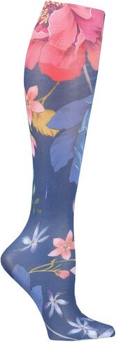 Celeste Stein Moderate Compression Knee High Stockings Wide Calf - Bouquet on Periwinkle in Saudi Arabia