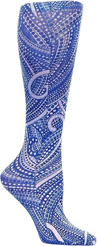 Celeste Stein Moderate Compression Knee High Stockings Wide Calf - Bouquet on Periwinkle in Saudi Arabia