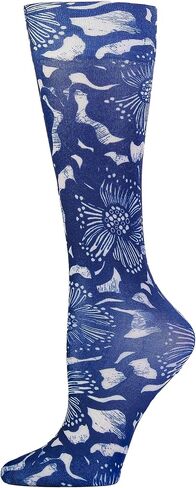 Celeste Stein Moderate Compression Knee High Stockings Wide Calf - Bouquet on Periwinkle in Saudi Arabia