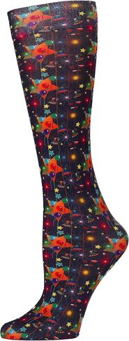 Celeste Stein Moderate Compression Knee High Stockings Wide Calf - Bouquet on Periwinkle in Saudi Arabia