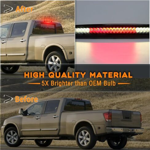 LED LENS المدخنة LED الثالث بديل للفرامل الضوئية الثالثة لنيسان تيتان (2004-2015) ، لنيسان فرونتير (2005-2016) ، مركز شحن الخفيفة عالية الجبل توقف. in Saudi Arabia