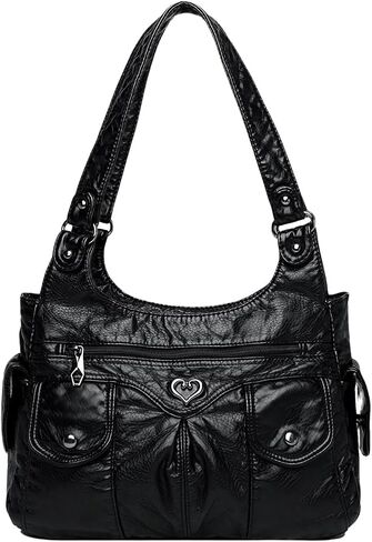 SHENHE Women's Punk Rivet Studded Purse PU Leather Funky Satchel Shoulder Handbag with Multi Pockets in Kuwait