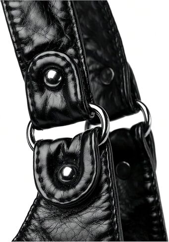 SHENHE Women's Punk Rivet Studded Purse PU Leather Funky Satchel Shoulder Handbag with Multi Pockets in Kuwait