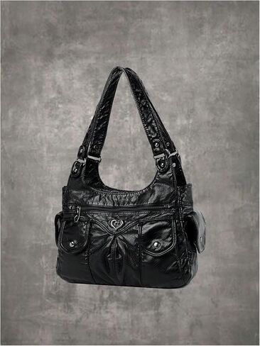 SHENHE Women's Punk Rivet Studded Purse PU Leather Funky Satchel Shoulder Handbag with Multi Pockets in Kuwait