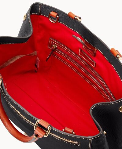 Dooney & Bourke Satchel Bags for Women, Pebble Grain Leather Zip Satchel Handbag with Crossbody Strap in Saudi Arabia