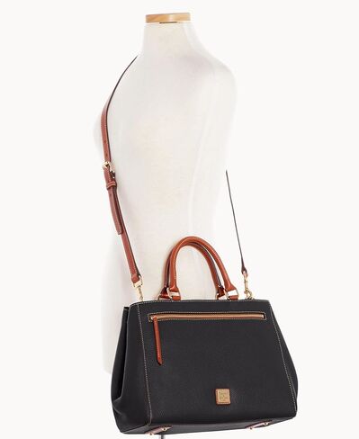 Dooney & Bourke Satchel Bags for Women, Pebble Grain Leather Zip Satchel Handbag with Crossbody Strap in Saudi Arabia