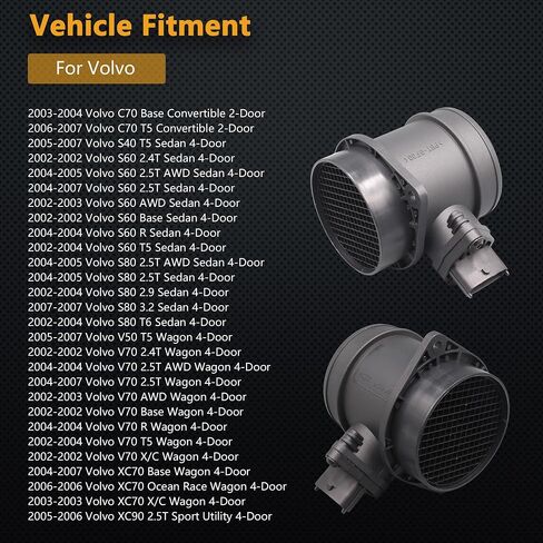 مستشعر تدفق الهواء الشامل لـ Volvo C30 07-13 / C70 98-13 / S40 06-14 / S60 01-09 / S70 97-00 / S80 99-09 / V50 06-10 / V70 97-09 / XC60 09 / XC70 08-09 / XC90 03-13 in Kuwait