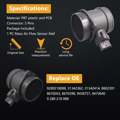 مستشعر تدفق الهواء الشامل لـ Volvo C30 07-13 / C70 98-13 / S40 06-14 / S60 01-09 / S70 97-00 / S80 99-09 / V50 06-10 / V70 97-09 / XC60 09 / XC70 08-09 / XC90 03-13 in Kuwait
