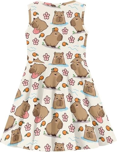INSTANTARTS Girls Dress Breathable Stretch Tank Swing Midi Dresses Sleeveless Round Neck Summer Skater Dress in Saudi Arabia