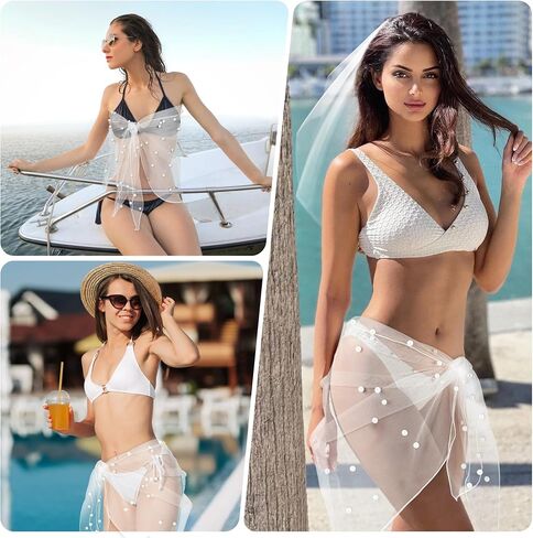 ملابس السباحة العروس لفائف تنورة لؤلؤة تستر على الشاطئ sarong sarong pikini swimsuit coverup bachelorette party favors in Kuwait