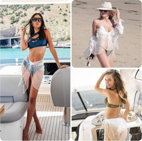 ملابس السباحة العروس لفائف تنورة لؤلؤة تستر على الشاطئ sarong sarong pikini swimsuit coverup bachelorette party favors in Kuwait