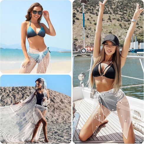 ملابس السباحة العروس لفائف تنورة لؤلؤة تستر على الشاطئ sarong sarong pikini swimsuit coverup bachelorette party favors in Kuwait