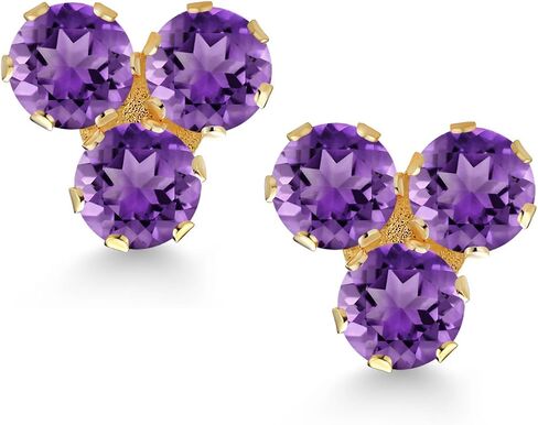 GEM Stone King 14K Gold Gold Goldstone Trio Stud أقراط للنساء | ثلاثة أحجار مستديرة 3 مم | المجوهرات الراقية لأمها زوجة المرأة in Kuwait