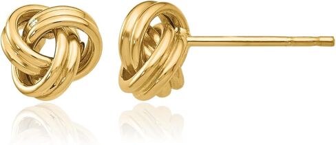 14K Solid Yellow Gold Twisted Love Knot Symbol Stud Earrings in Saudi Arabia