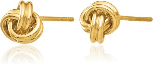 14K Solid Yellow Gold Twisted Love Knot Symbol Stud Earrings in Saudi Arabia