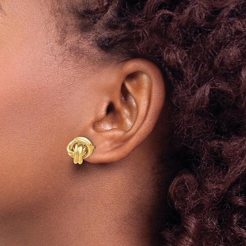 14K Solid Yellow Gold Twisted Love Knot Symbol Stud Earrings in Saudi Arabia