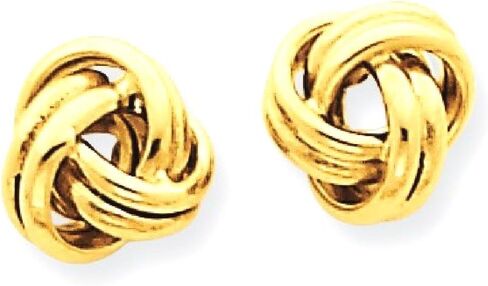 14K Solid Yellow Gold Twisted Love Knot Symbol Stud Earrings in Saudi Arabia