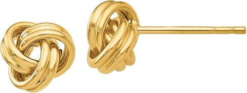 14K Solid Yellow Gold Twisted Love Knot Symbol Stud Earrings in Saudi Arabia