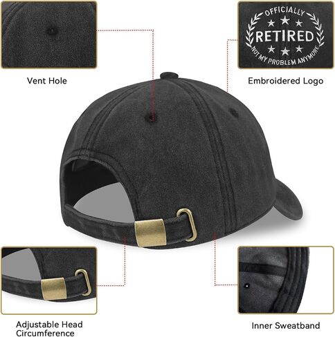 Retirement Gifts for Men Women, Funny Retirement Gifts Ideas, Embroidery Adjustable Cotton Retro Retired Hat in Saudi Arabia