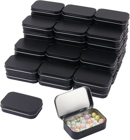 55 Pack Black Metal Tins with Hinged Lid, Rectangular Hinged Tins for Mini Candles, Keys, Cosmetics, Candy (3.75 x 2.45 x 0.9 Inch) in Saudi Arabia