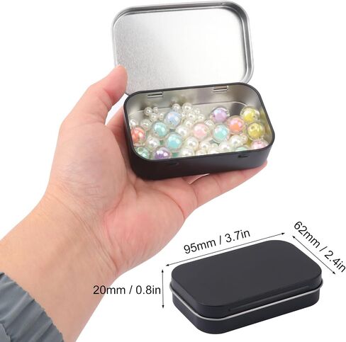 55 Pack Black Metal Tins with Hinged Lid, Rectangular Hinged Tins for Mini Candles, Keys, Cosmetics, Candy (3.75 x 2.45 x 0.9 Inch) in Saudi Arabia