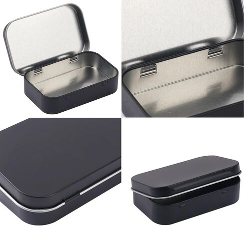 55 Pack Black Metal Tins with Hinged Lid, Rectangular Hinged Tins for Mini Candles, Keys, Cosmetics, Candy (3.75 x 2.45 x 0.9 Inch) in Saudi Arabia