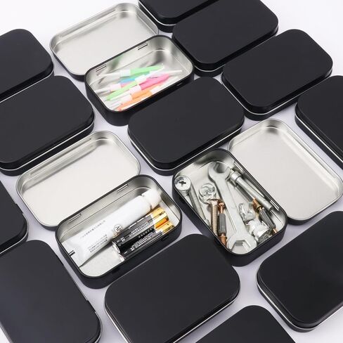 55 Pack Black Metal Tins with Hinged Lid, Rectangular Hinged Tins for Mini Candles, Keys, Cosmetics, Candy (3.75 x 2.45 x 0.9 Inch) in Saudi Arabia