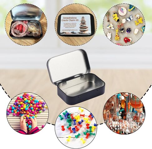 55 Pack Black Metal Tins with Hinged Lid, Rectangular Hinged Tins for Mini Candles, Keys, Cosmetics, Candy (3.75 x 2.45 x 0.9 Inch) in Saudi Arabia