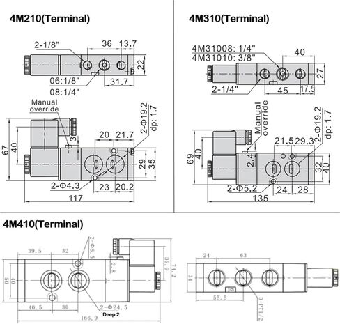 1PCS 4M210-08 4M310-08 4M410-10 صمام الملف اللولبي الكهربائي الهوائي 2 الموضع 3 المنفذ الخامس التحكم في صمام الهواء الكهرومغناطيسي (4M310-10 PC10-03 ، AC24V) in Kuwait