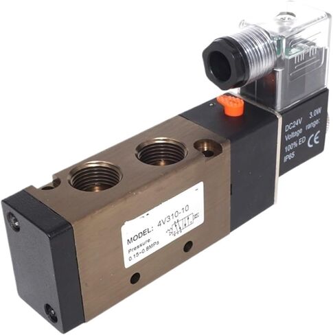 4v310-08 صمامات ملوية لصمامات التحكم في غاز الهواء الصمامات 3/8 "BSP 2 الموضع 5 المنفذ 2/5 Way12V DC 24V DC 110V 220V AC (مع تركيبات 10 مم ، 4V310-08 AC110V) in Kuwait