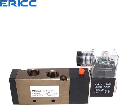 4v310-08 صمامات ملوية لصمامات التحكم في غاز الهواء الصمامات 3/8 "BSP 2 الموضع 5 المنفذ 2/5 Way12V DC 24V DC 110V 220V AC (مع تركيبات 10 مم ، 4V310-08 AC110V) in Kuwait