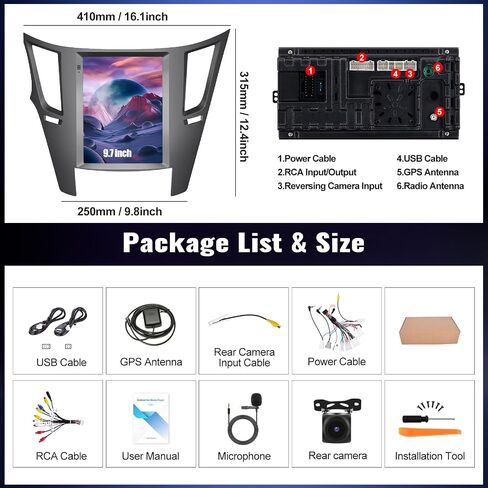 SIXWIN Android Car Stereo for Subaru Outback Legacy 2010-2014 9.7 بوصة تعمل باللمس راديو السيارة مع Apple Carplay اللاسلكي Android Auto 1G+32G GPS Navigation بلوتوث FM WiFi HiFi كاميرا احتياطية MIC in Saudi Arabia